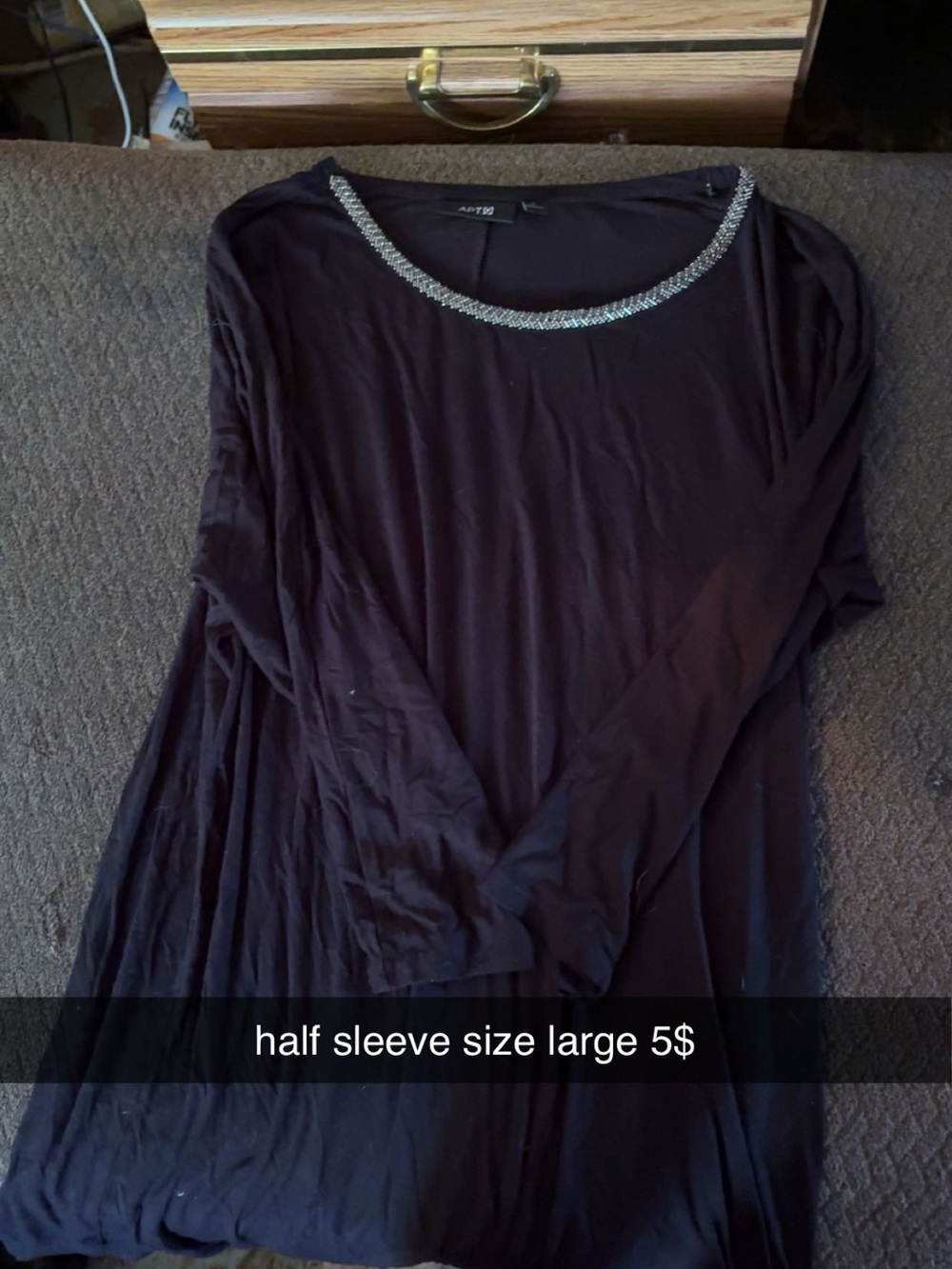 Women’s Black Dress with Embellished Neckline